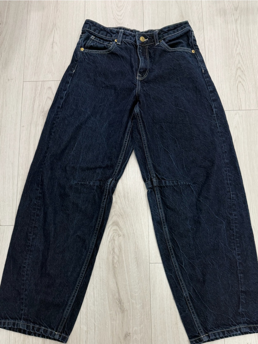 H&M Barrel Navy Wide-Leg Jeans